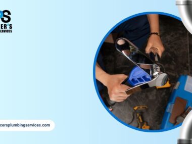 Plumbing technician repairing a faucet, illustrating the decision between repairing or replacing plumbing fixtures to save money.