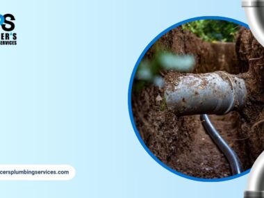 Underground pipe affected by tree root intrusion causing potential plumbing damage.